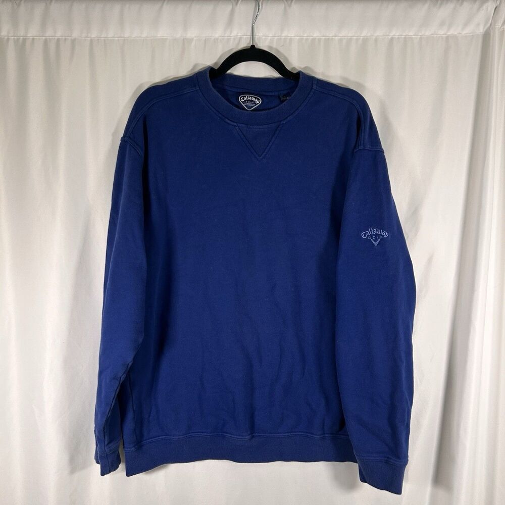Callaway Golf Sweater Men's Large Blue Crew Neck Cotton Blend Pullover